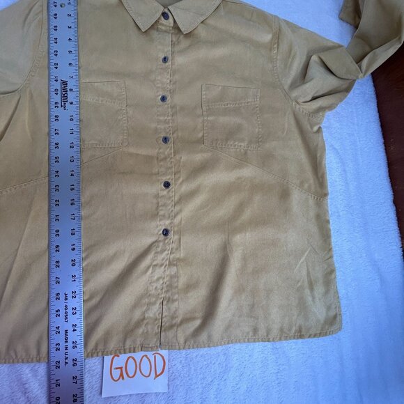 Chico's Womens Tan Button-Up Long Sleeve Shirt Jacket Size 3 Lightweight Pockets - Picture 7 of 8